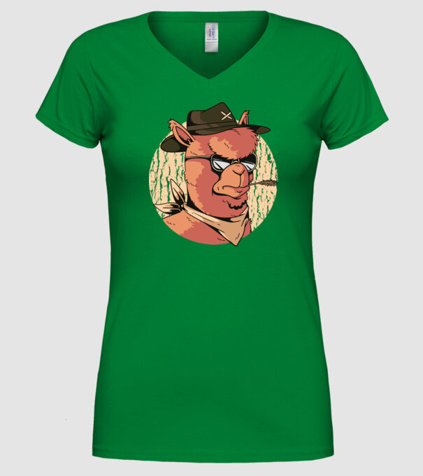 Alpaka model verde pe tricou
