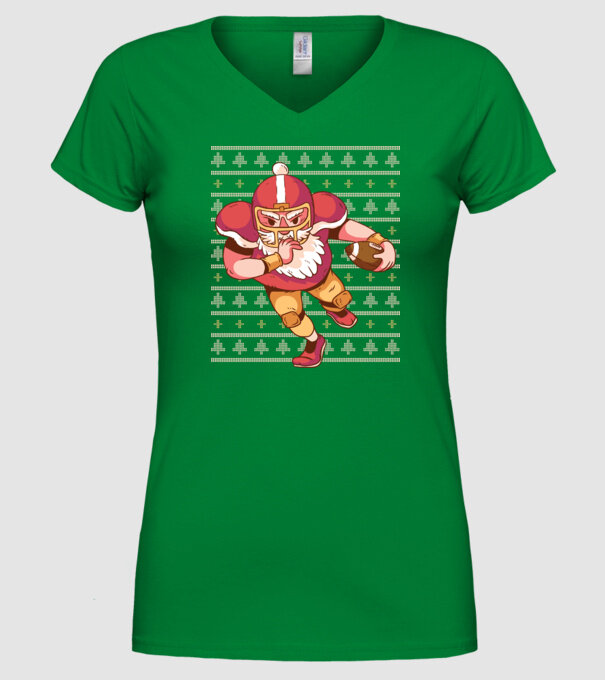 Fotbal american Moș Crăciun Touchdown Touchdown tricou Pulover urât cu model model verde pe tricou