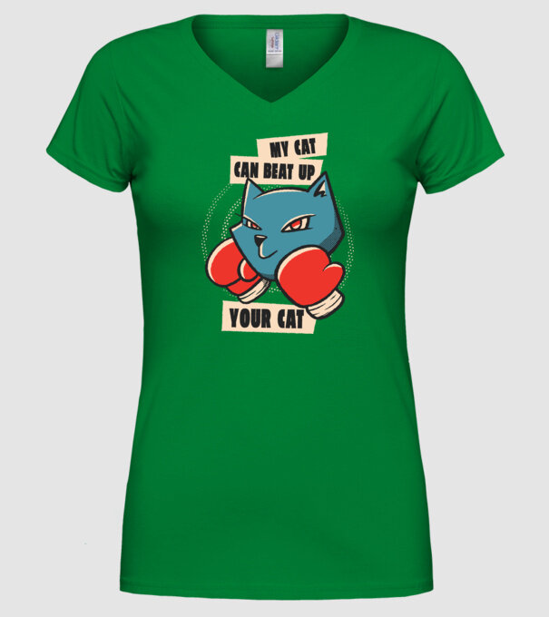 Pisicuța mea bate pisicuța ta model verde pe tricou