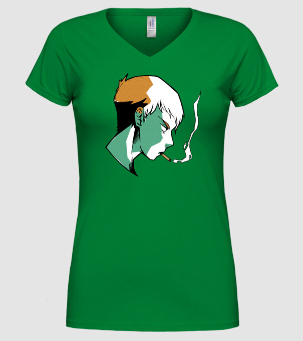 Anime băiat fumător model verde pe tricou
