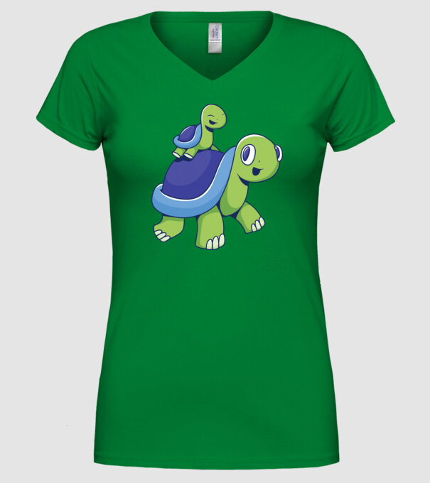 Familie țestoase drăguțe model verde pe tricou