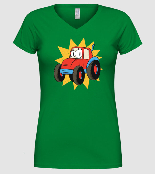 Tractor drăguț pentru copii model verde pe tricou