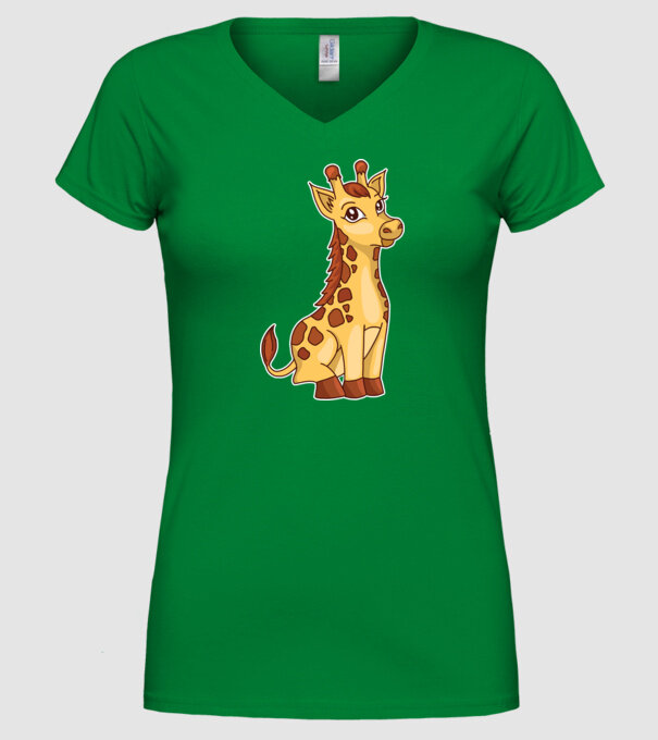 Girafă drăguță model verde pe tricou