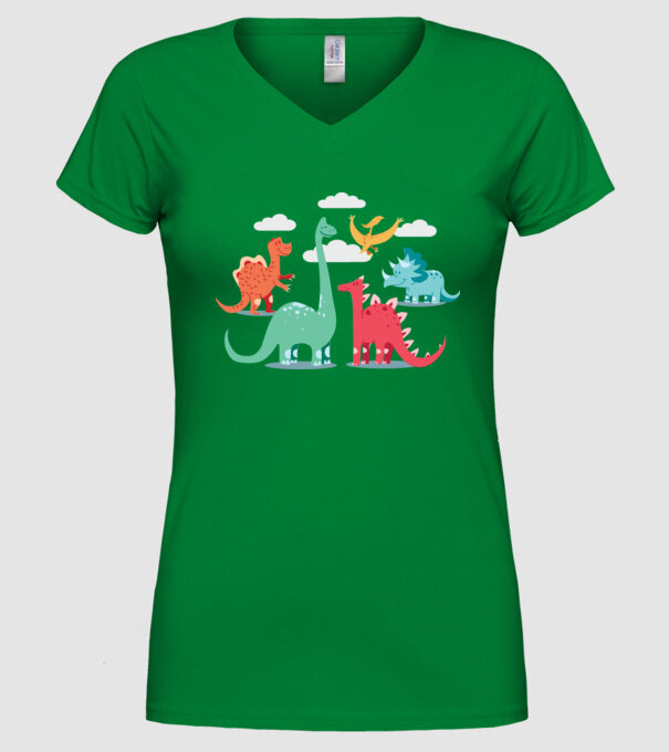 Dinozauri model verde pe tricou