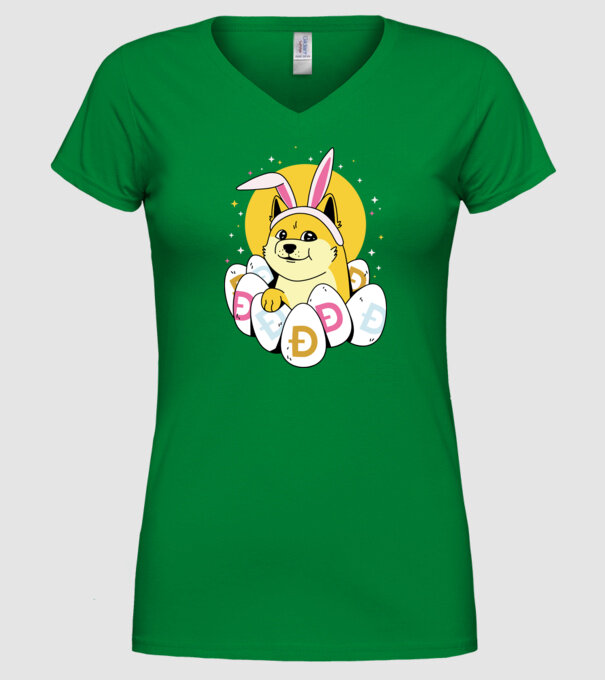 Dogecoin Paște model verde pe tricou