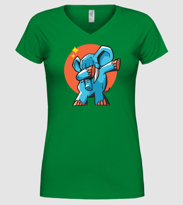 Elefant DAB model verde pe tricou