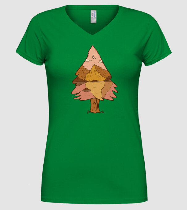 Brad Natură model verde pe tricou