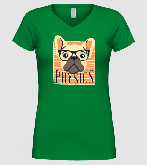 Câine Fizică model verde pe tricou