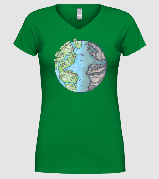 Distrugerea Pământului model verde pe tricou