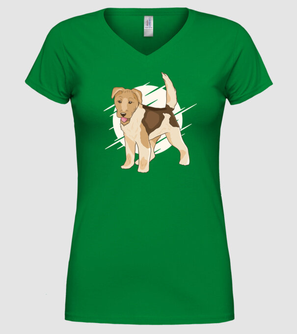Fox Terrier model verde pe tricou