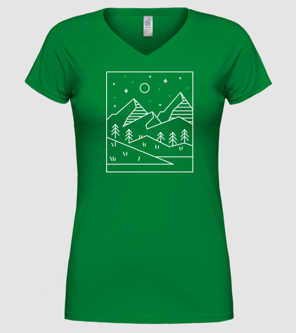 Peisaj geometric model verde pe tricou