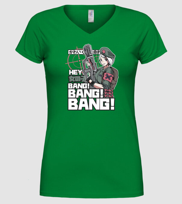 Fată Anime Gerilla model verde pe tricou