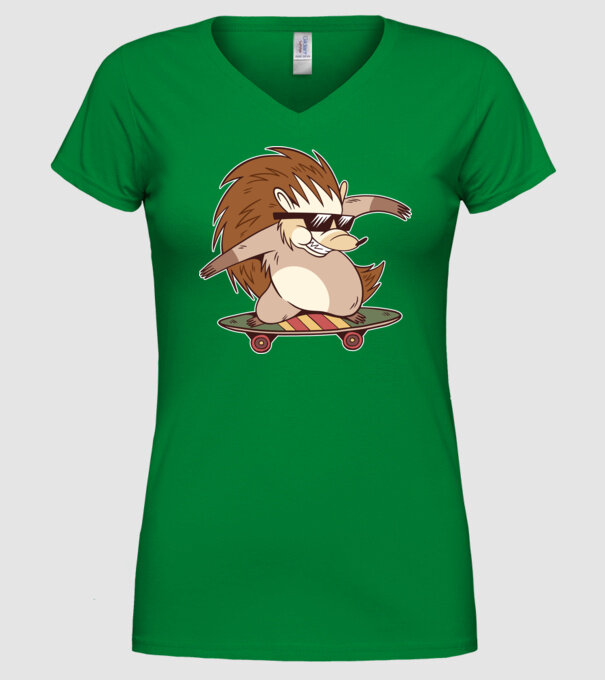 Arici Skateboarder model verde pe tricou