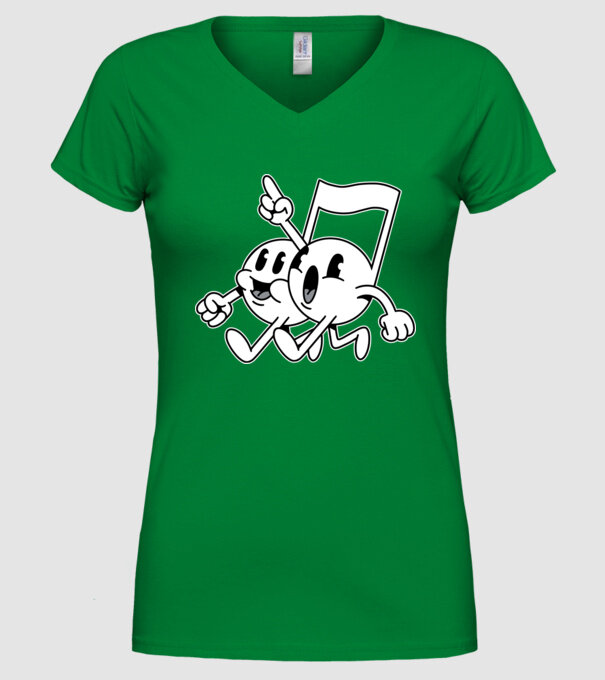 Note muzicale model verde pe tricou