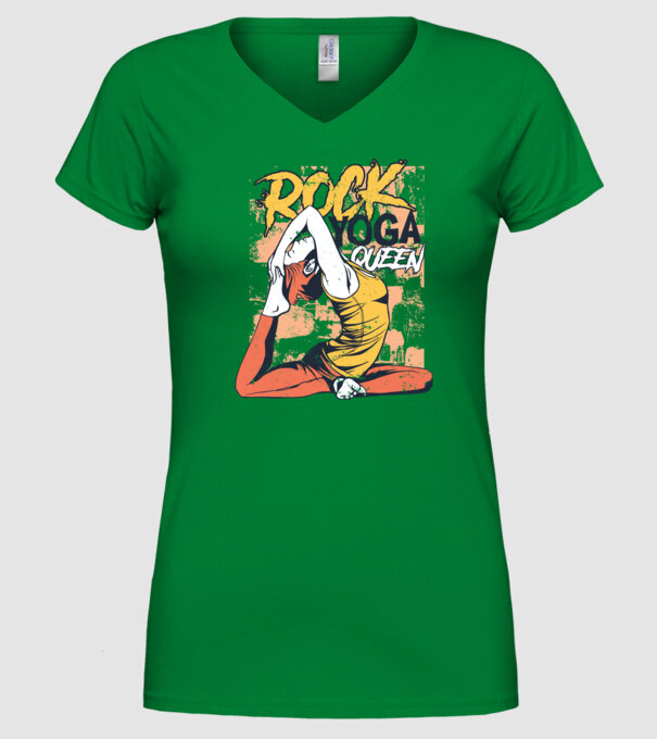 Regina Yoga model verde pe tricou