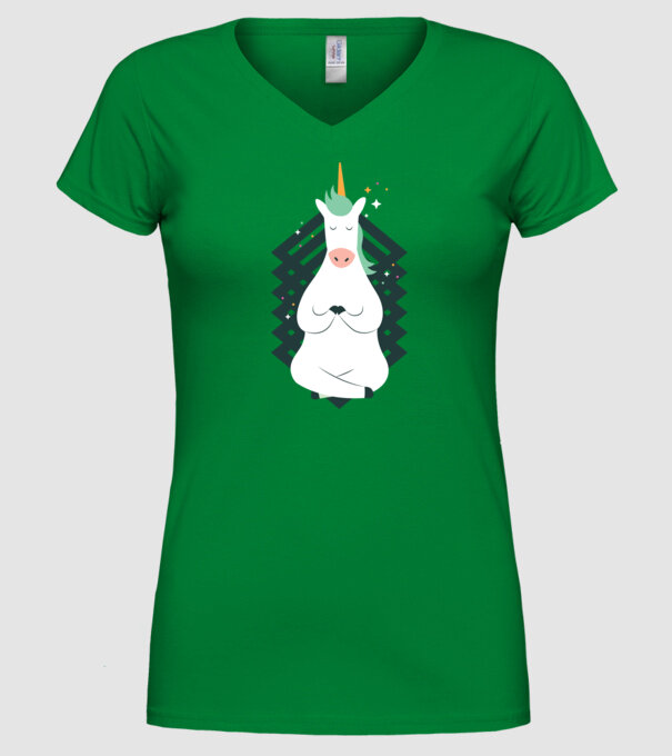 Yoga Unicron model verde pe tricou