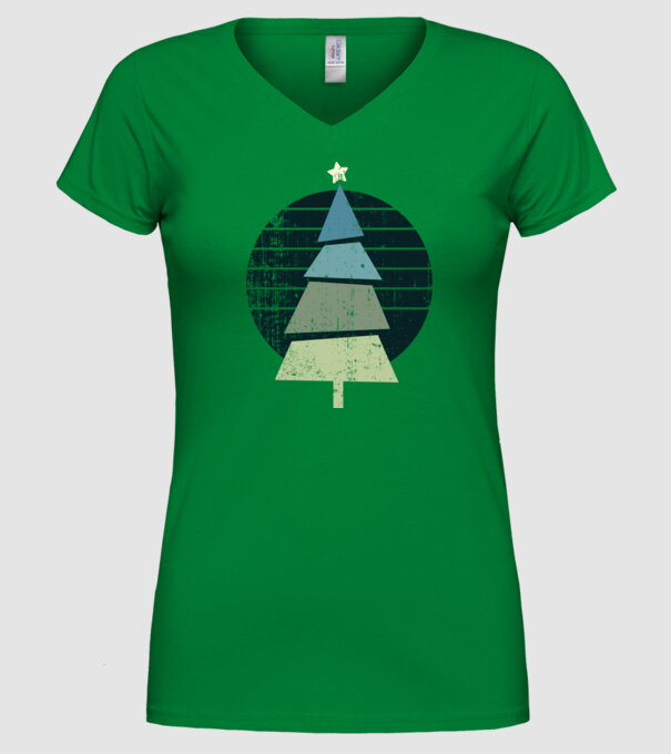 Pom de Crăciun model verde pe tricou