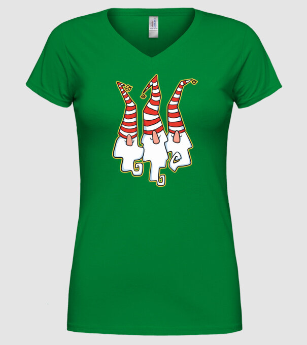 Elfi de Crăciun model verde pe tricou