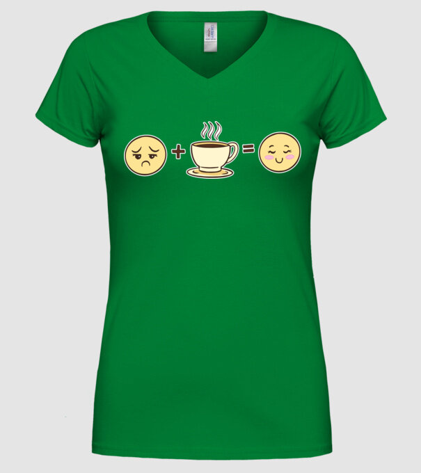 Cafea Fericire model verde pe tricou