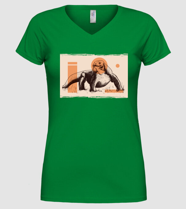 Șopârlă dragon de Komodo model verde pe tricou