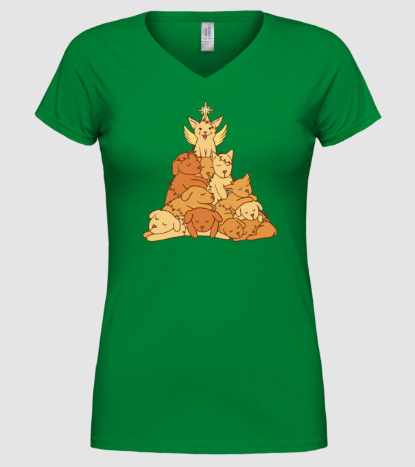 Pom de Crăciun cu Câine model verde pe tricou