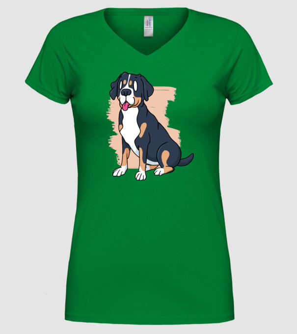 Câine model verde pe tricou