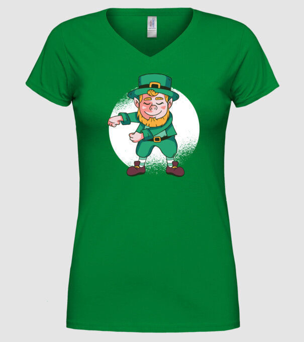 Leprechaun Floss - St. Patrick DAB dans model verde pe tricou
