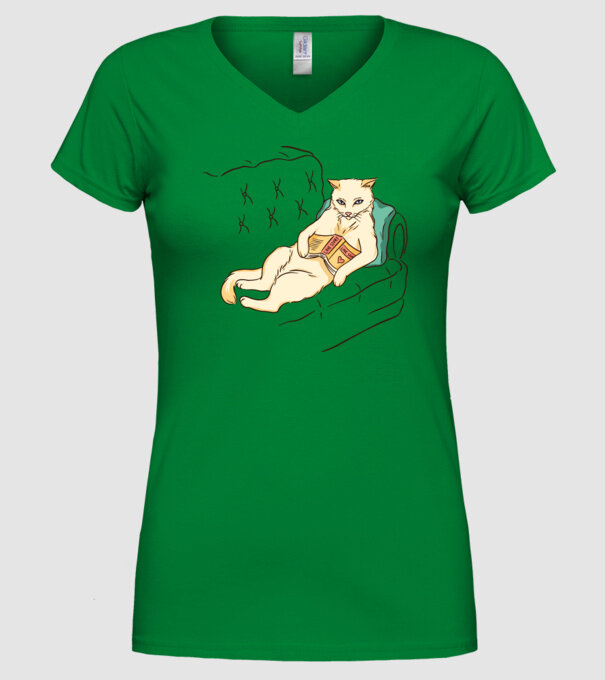 Odihnă Pisică model verde pe tricou