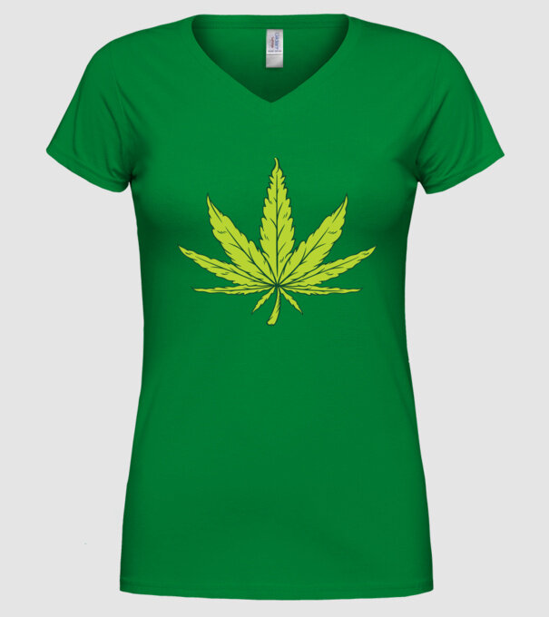 Frunză de marijuana model verde pe tricou