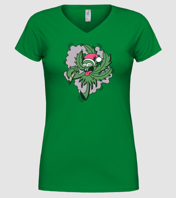 Marijuana Santa model verde pe tricou