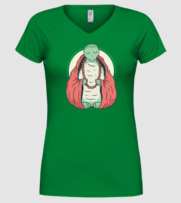 Broasca țestoasă care meditează model verde pe tricou