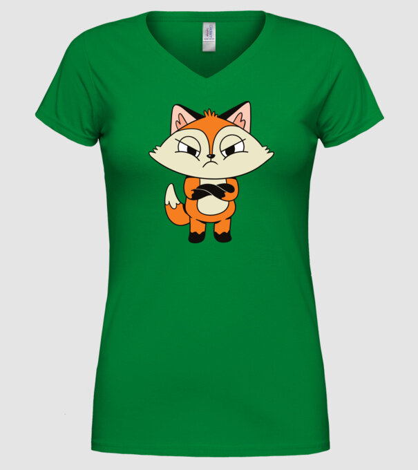 Vulpe furioasă model verde pe tricou