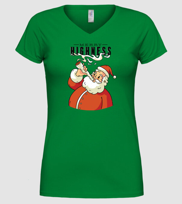 Merry Highness Mikulás fumează iarbă model verde pe tricou