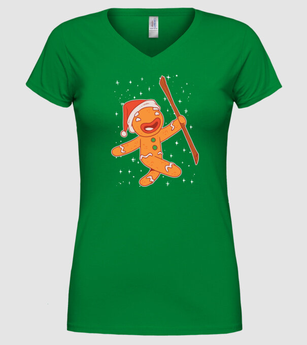 Turtă dulce Moș Crăciun tricou model verde pe tricou