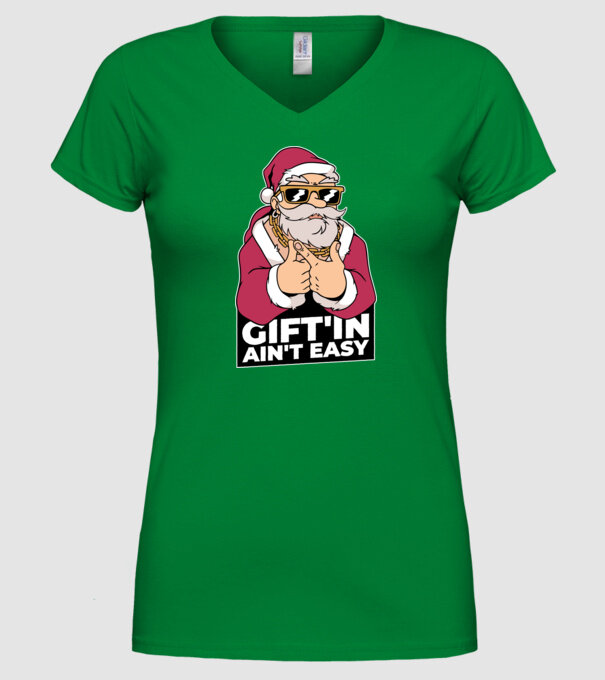 Moș Crăciun Gangster - tricou amuzant Crăciun model verde pe tricou