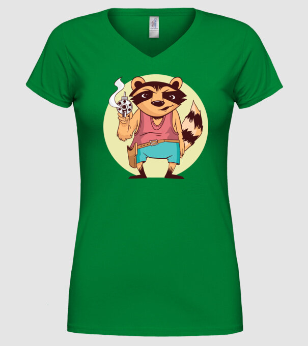 Raton cu armă model verde pe tricou