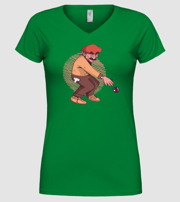 Petanque bătrân model verde pe tricou