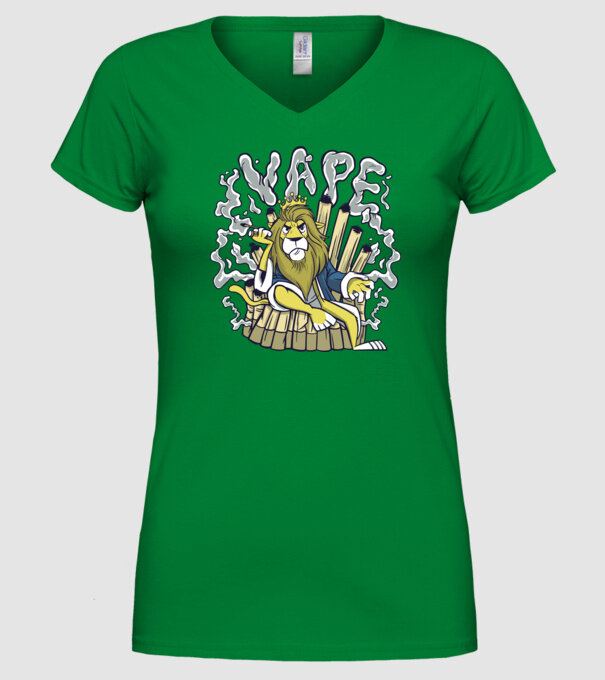 Leu cu țigară electrică model verde pe tricou