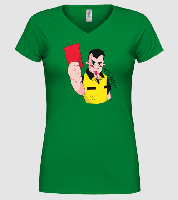 Cartonaș roșu model verde pe tricou