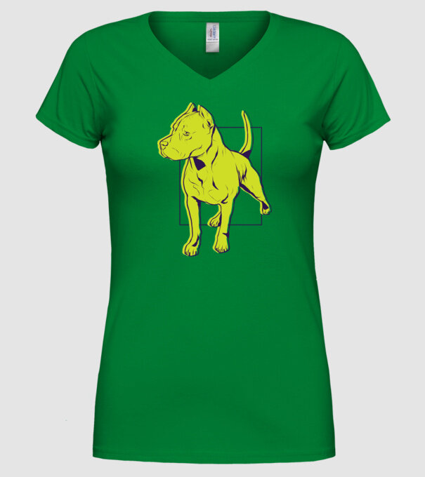 Câine Pitbull model verde pe tricou