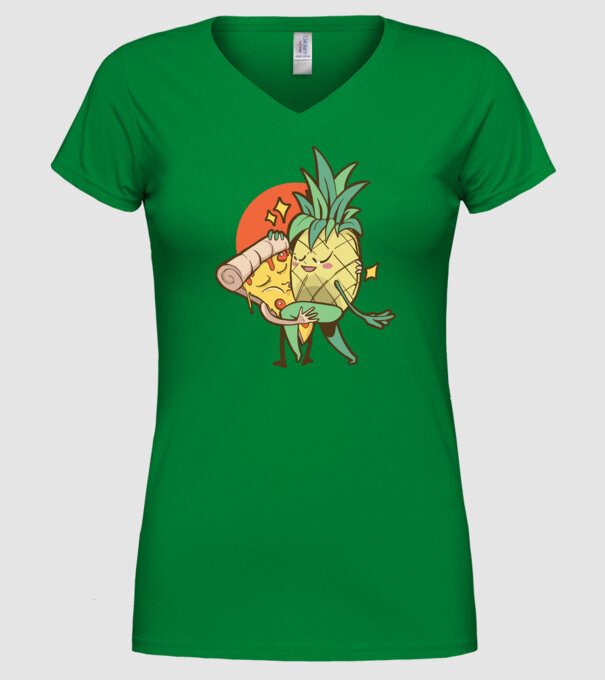 Pizza Ananas Dans model verde pe tricou