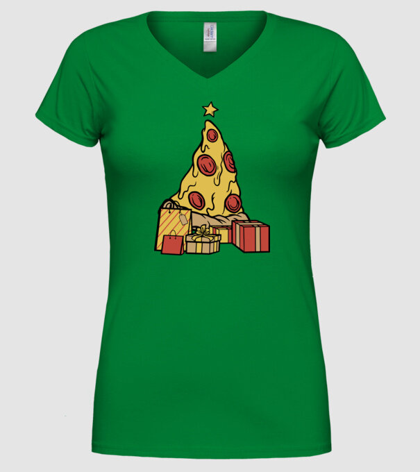 Pizza pom de Crăciun model verde pe tricou