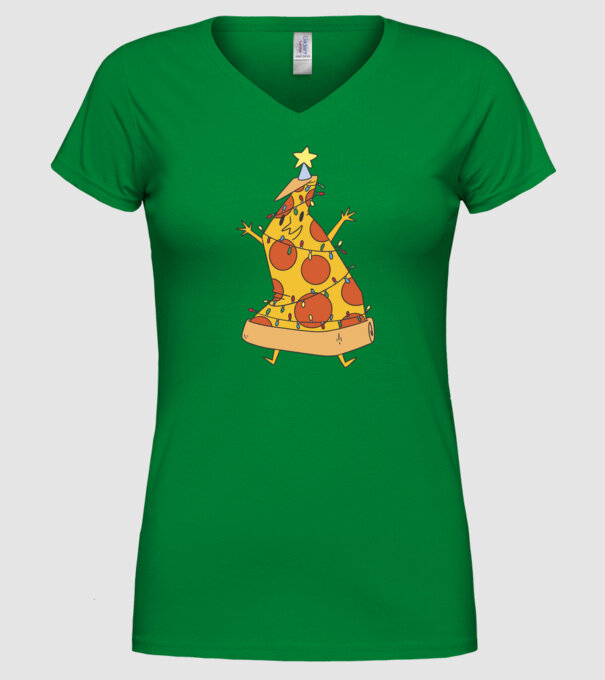 Pizza pom de Crăciun model verde pe tricou