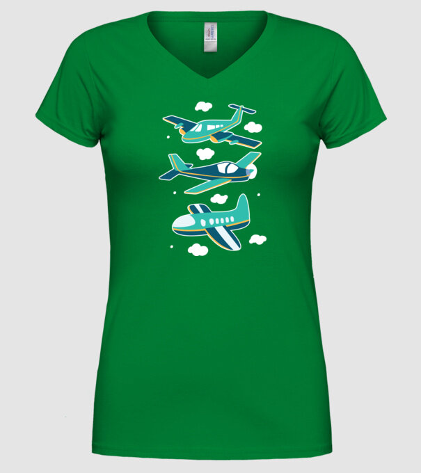 Avioane model verde pe tricou