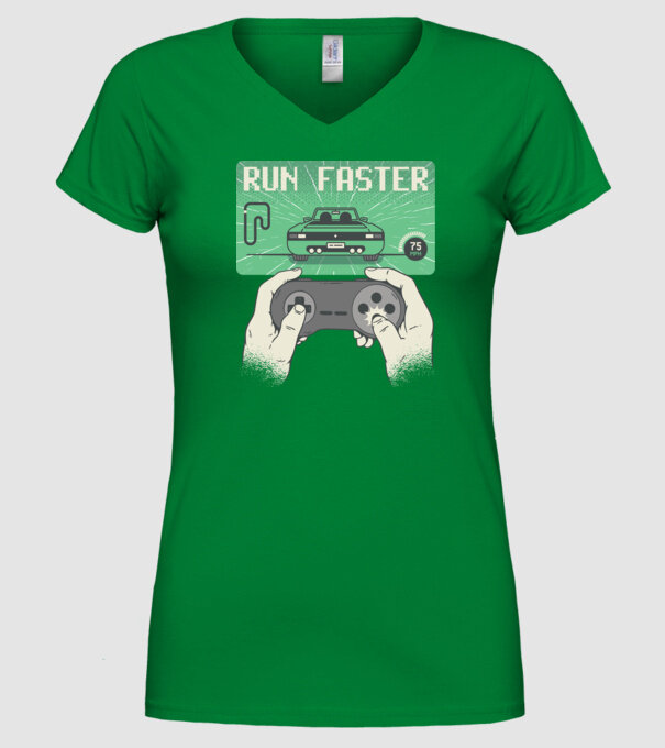 Retro gamer Outrun model verde pe tricou