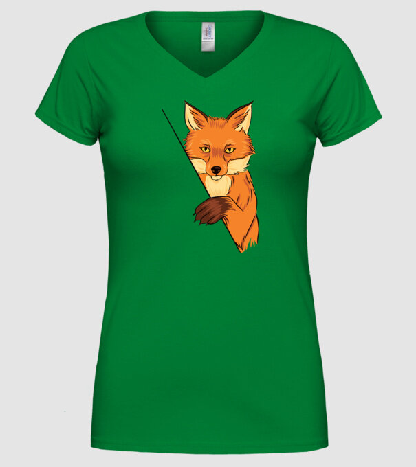 Vulpe model verde pe tricou
