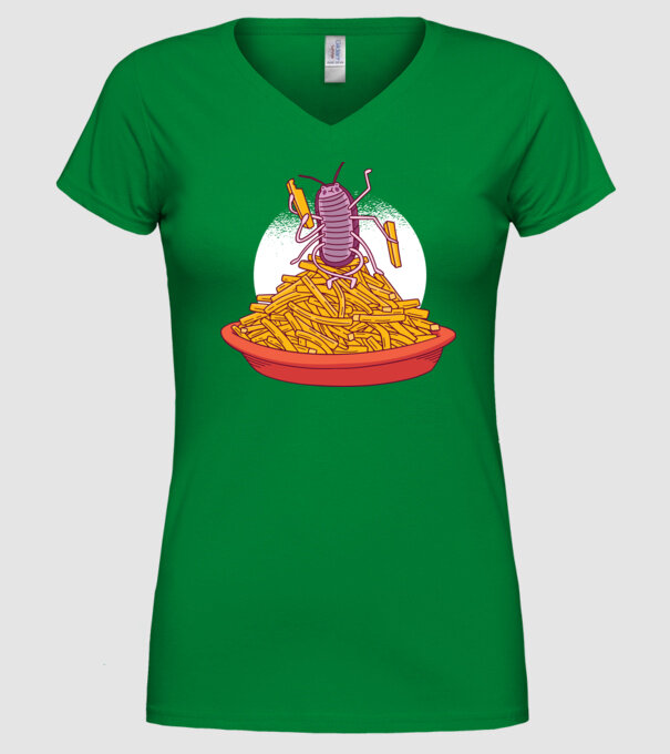 Insectă de Cartofi prăjiți model verde pe tricou