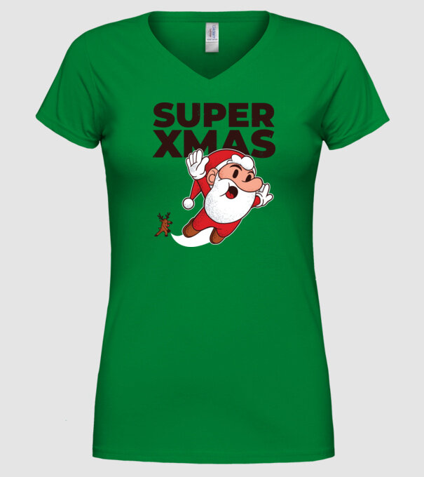 Super Moș Crăciun tricou de Crăciun model verde pe tricou