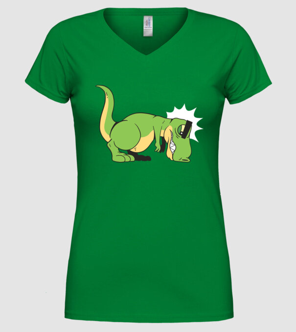 T-rex Push-up model verde pe tricou