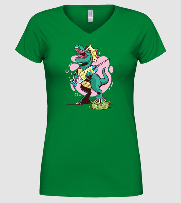T-rex Vaccin model verde pe tricou